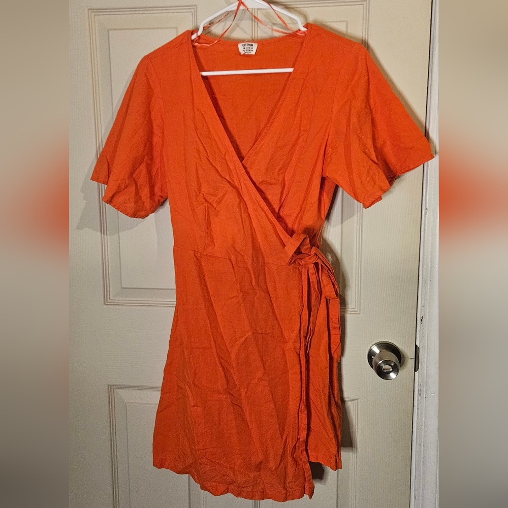 Cotton On Orange Midi Wrap Dress